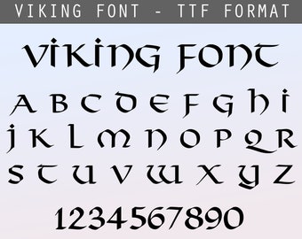Viking Font TTF, SVG & Png - Nordic, Celtic, Norwegian Font - Unique Font, Ancient Font - Font for Cricut - Digital Download