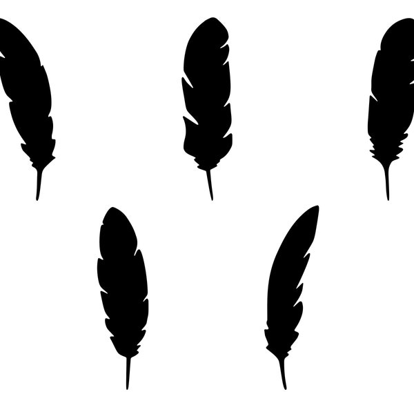 Feathers SVG, PNG - Feather Svg, Feather Clipart, Feather Silhouette, Feather Vector, Birds Feather Svg, Cut Files for Cricut