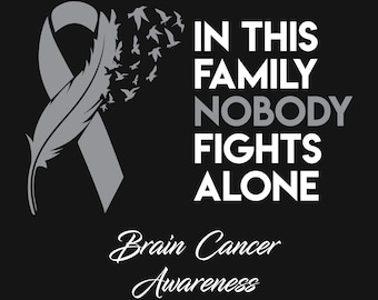 Brain Cancer SVG, PNG - In This Family Nobody Fights Alone PNG Design - Files for Cricut, Silhouette, Brain Cancer Awareness Month
