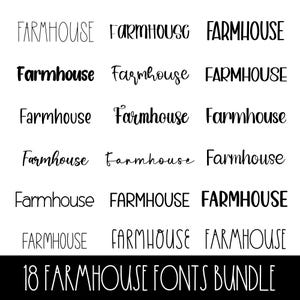 Paquete de 18 fuentes Farmhouse (OTF, SVG, PNG): fuente inspirada en Rae Dunn, Rae Dunn para Cricut, fuente navideña, fuente Cricut