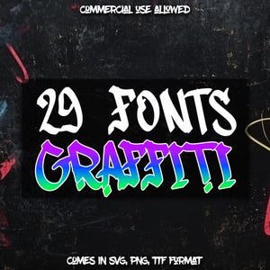 29 Graffiti Fonts Mega Bundle - Urban Fonts - Font Bundle #3 SVG, PNG, TTF - Alphabet Letters & Numbers Cricut, Canva Fonts