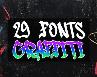 29 Graffiti Fonts Mega Bundle - Urban Fonts - Font Bundle #3 SVG, PNG, TTF - Alphabet Letters & Numbers Cricut, Canva Fonts