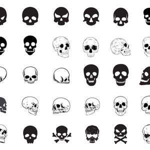 30+ Skull SVG Bundle, files for Cricut, Skull Silhouette, Skull Outline, Skull Head SVG, Skull Clipart - Instant Download