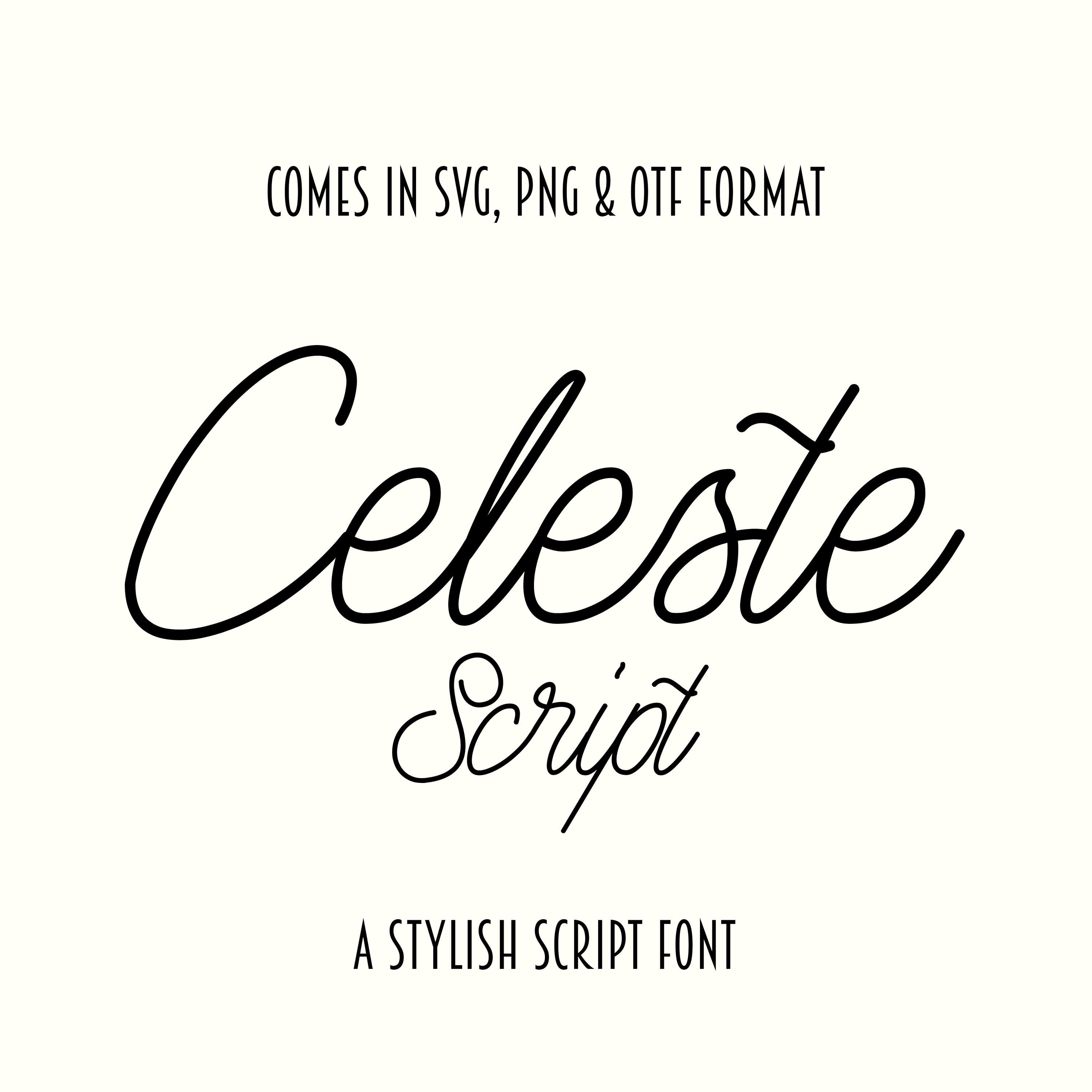 Celeste Stylish Script Font - SVG, PNG, Otf, Ttf - Cursive Font ...