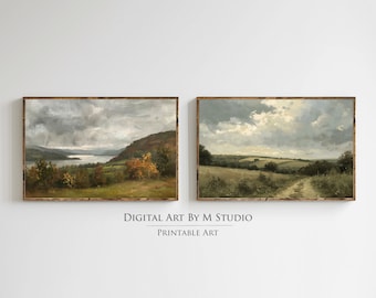 Country Landscape Wall Art Paintings - Printable Set of Two - GA6 - Digital Download