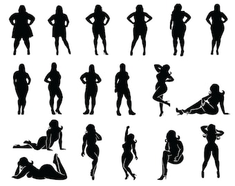 Plus Size Girls SVG, PNG - Fashion Model Svg, Curvy Body Svg, Positivity, Empowerment, Cut Files for Cricut, Silhouette