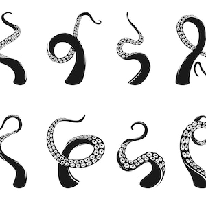 Tentakels SVG, PNG Bundel - Sea Monster Svg, Ctulhu Svg, Kraken Svg, Tentakels Vector, Cut Files voor Cricut, Silhouet