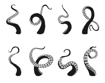 Tentacles SVG, PNG Bundle - Sea Monster Svg, Ctulhu Svg, Kraken Svg, Tentacles Vector, Pliki do cięcia dla Cricut, Sylwetka