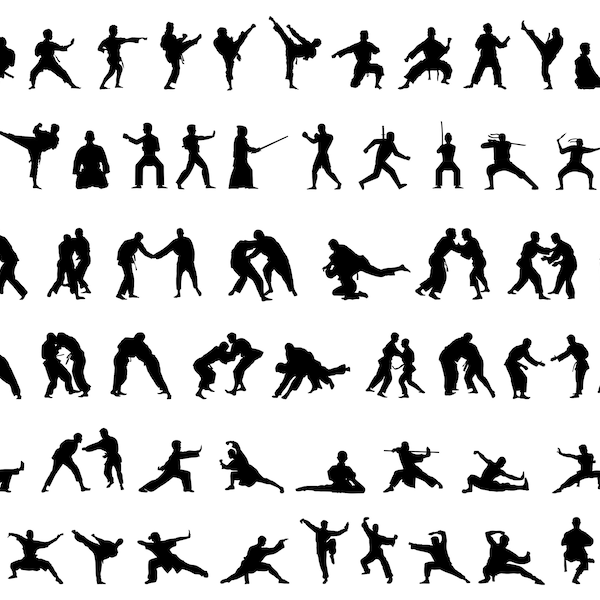 Arts martiaux SVG, PNG - Svg d’artiste martial, Kung Fu Svg, Ninja Svg, Taekwondo Svg, fichiers coupés pour Cricut, Silhouette