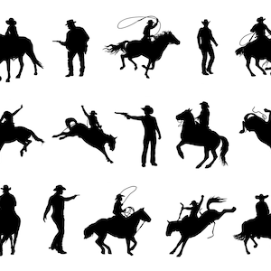 Cowboy SVG Bundle, PNG - Western svg, Cowboy Silhouette, Rodeo svg, Pferd svg, geschnittene Dateien für Cricut, Clipart, Silhouette