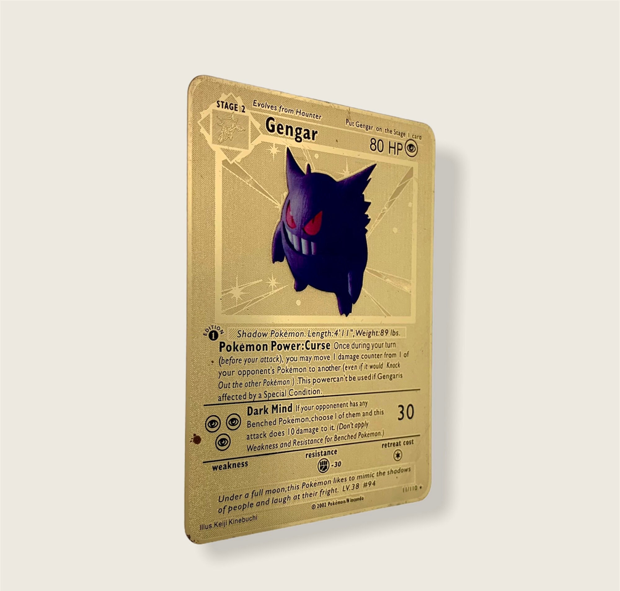 Gengar Gold Metal Pokémon Card with Floating Display Frame Etsy