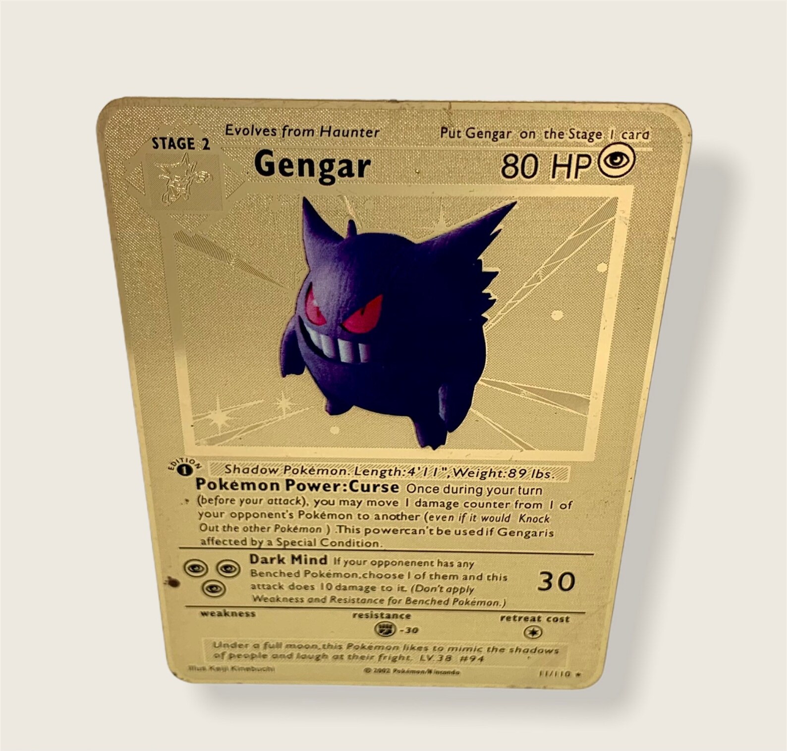 Gengar Gold Metal Pokémon Card with Floating Display Frame Etsy
