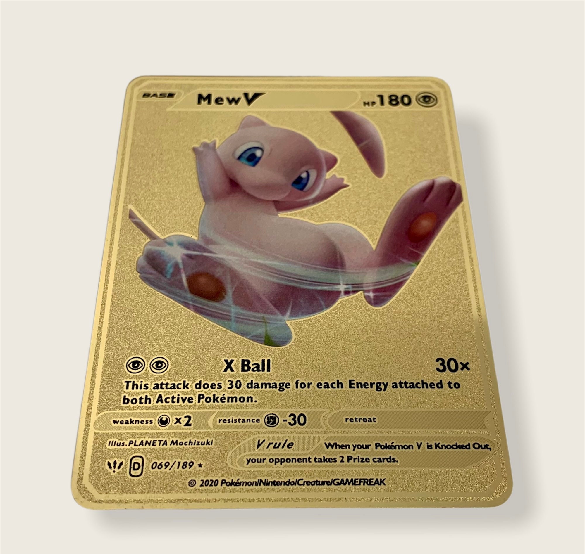 Mew V Gold Metal Pokémon Card Etsy