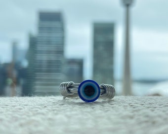 Evil Eye Ring | Wire Wrapped Ring | Different Colours Available