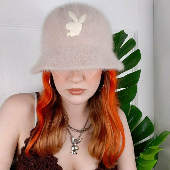 Vintage Beige Fluffy Bucket Hat With 