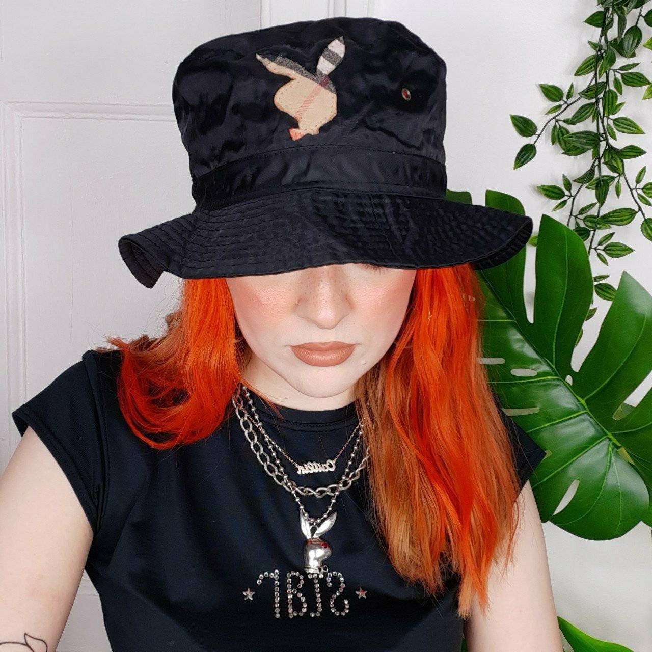 Vintage Black Nylon Bucket Hat With 