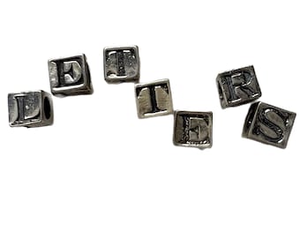 5mm Alphabet Letters Sterling Silver Block Beads
