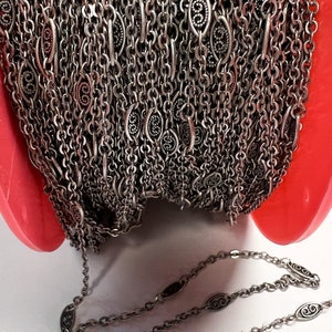 Vintage Antique Silver Plate Filigree Chain. [L-2218]