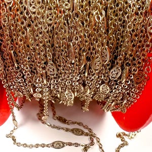 Vintage Antique Gold Plate Filigree Chain