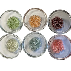 Hundreds of 3mm Tiny Faux Pearl Beads, 6 colors Mix and Match.  6 packs.