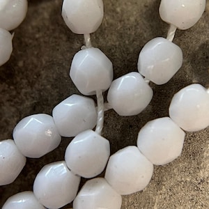 3mm, Czech Glass Beads, Pure White- Fire Polished Beads, Strand of 48-50 Beads, Faceted, Spacer Beads, Jewelry Making. [Czech 107].