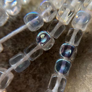 5mm, Czech Glass Beads, Clear Transparent Glass - Fire Polished Beads, Strand of 28-30 Beads, Pressed Glass.   Jewelry Making. [Czech 108].