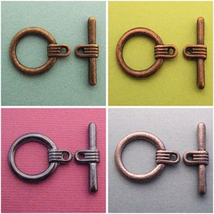 Toggle Clasp, Pack of 3, Antique Brass, Antique Copper, Gunmetal, Antique Silver, 16mm ring | 23mm bar, Wholesale Jewelry Supply