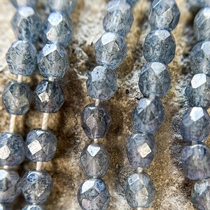 2.5mm, Czech Glass Beads, Slate Grey-Picasso Beads-Fire Polished Beads, Strand of 48-50 Beads, Faceted.  Jewelry Making. [Czech 214].