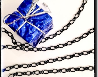 Matte Black Twisted Curb Chain, Necklace Chain. [CH209EB]