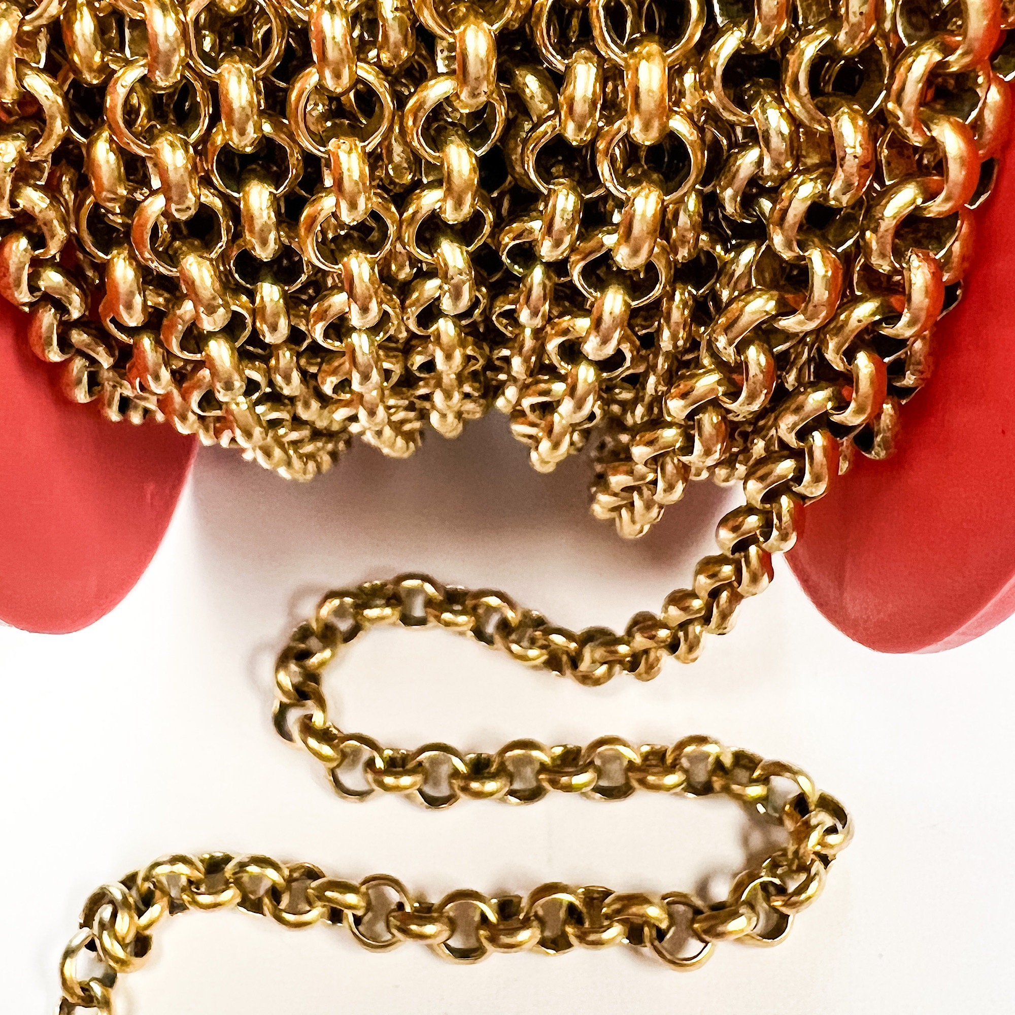 Chanel Chunky Rolo Chain Necklace in Burnt Orange