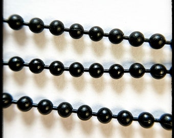 3.2mm Black Ball Chain,  Ball Chain, Bead Chain, Black Chain, Wholesale Ball Chain,  Chain by the Foot. [CH279EB]