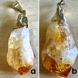 CITRINE POINT PENDANT: Gold Electroplate Setting with Bail.