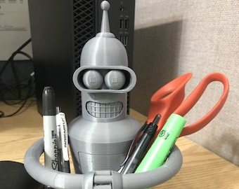 Bender the robot from Futurama pen holder STL file