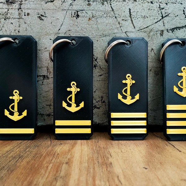 Merchant Marine Keyrings | Deck Officer Keyring | Captain Keyring - Chief Keyring - Officer Keyring | Anchor Keyring | Navy Keyring