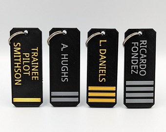 Personalised Pilot Keyring/Luggage Tag / Captain - First Officer -  2nd Officer -Trainee Pilot