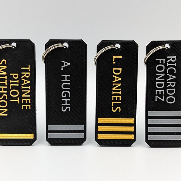 Personalised Pilot Keyring/Luggage Tag / Captain - First Officer -  2nd Officer -Trainee Pilot