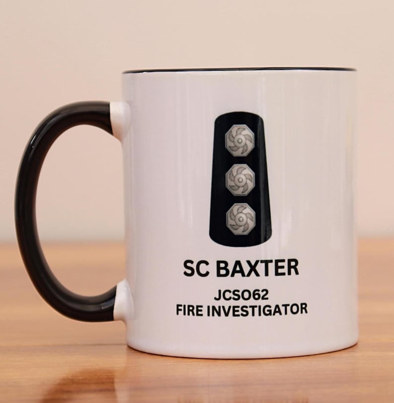 Personalised Coffee Mug | UK Firefighter Mug and Coaster Gift Set| Fire Officer Gift | Personalised Tea or Coffee Mug | All Ranks Available Station Cdr/Mgr