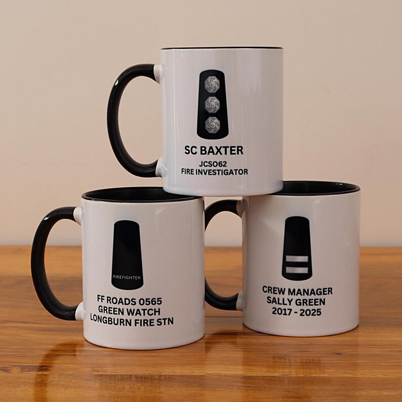 Personalised Coffee Mug | UK Firefighter Mug and Coaster Gift Set| Fire Officer Gift | Personalised Tea or Coffee Mug | All Ranks Available image 7