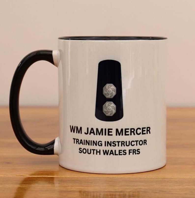 Personalised Coffee Mug | UK Firefighter Mug and Coaster Gift Set| Fire Officer Gift | Personalised Tea or Coffee Mug | All Ranks Available Watch Cdr/Mgr
