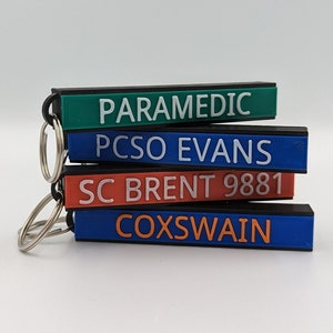 Thin Red/Blue/Green Line personalised Key Rings - Fire Service - Police Service - Ambulance Service Gifts for Emergency Services