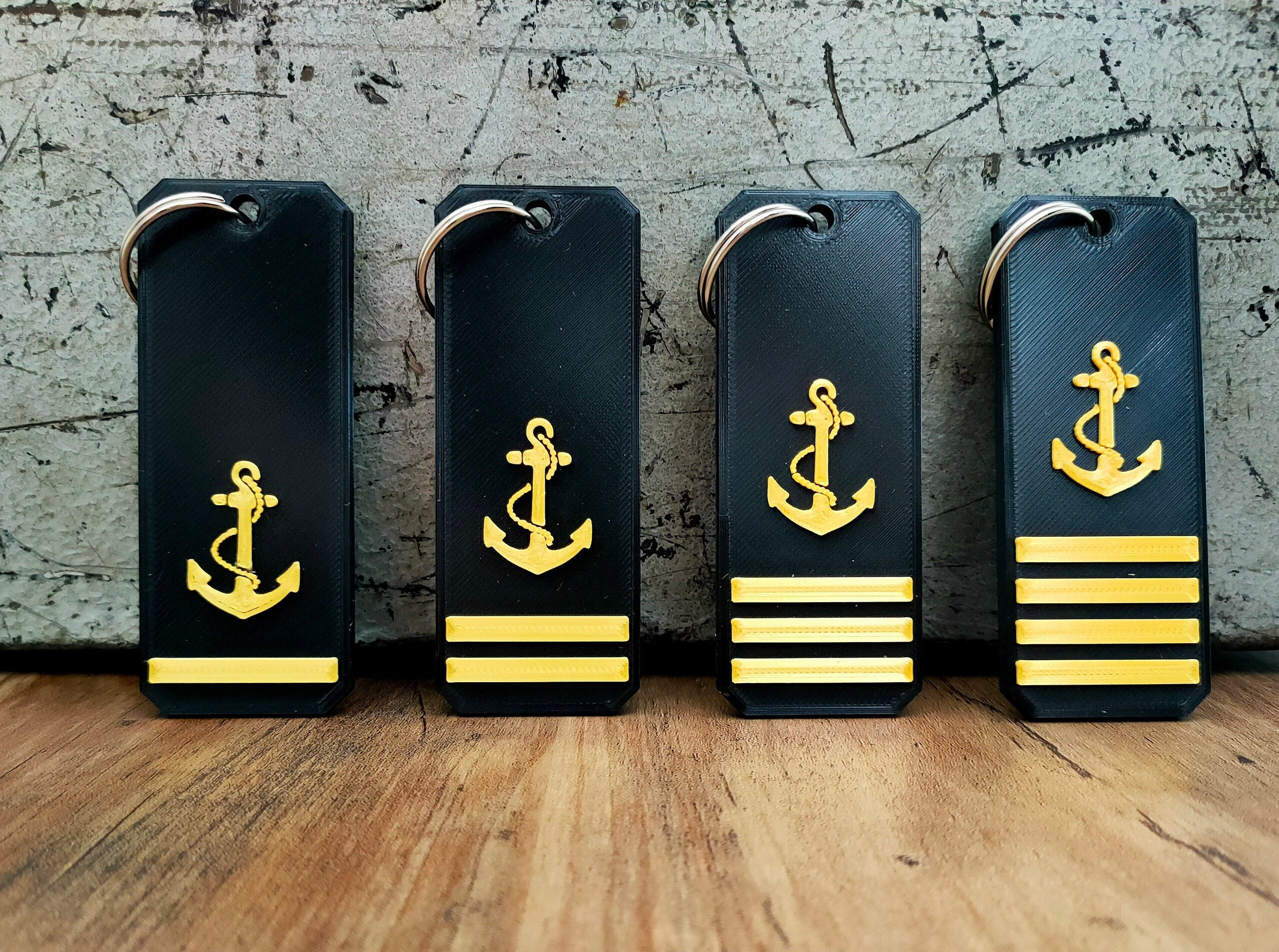 Merchant Marine Keyrings | Deck Officer Keyring | Captain Keyring - Chief Keyring - Officer Keyring | Anchor Keyring | Navy Keyring