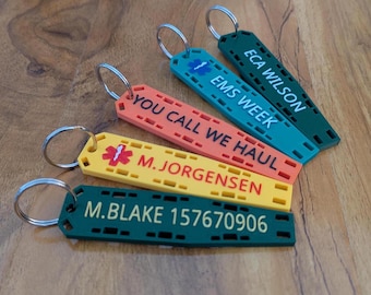Paramedic Stretcher keyrings | Emergency Medical Key Chains | Ambulance Staff Identity Tag | Personalised Medical Bag Tag | EMS Gift