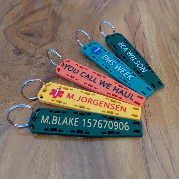 Paramedic Stretcher keyrings | Emergency Medical Key Chains | Ambulance Staff Identity Tag | Personalised Medical Bag Tag | EMS Gift