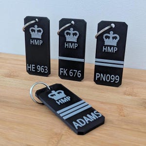 Personalised Prison Officer Key Ring | Her Majesties Prison Bag Tally | Custody Officer Identify Keychain | Custom Epaulette Rank Markings