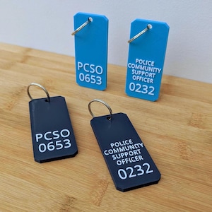 Personalised Police Community Support Officer Key Ring -- Police Bag Tag - Officer Keychain - PCSO Gift