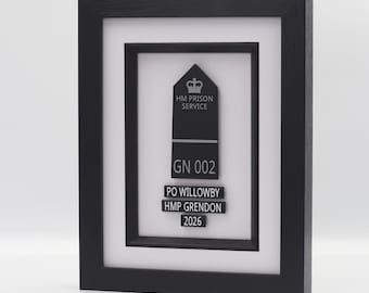 Personalised HM Prison Service Presentation Frame – Custom Epaulette Display Gift for Retirement or Promotion