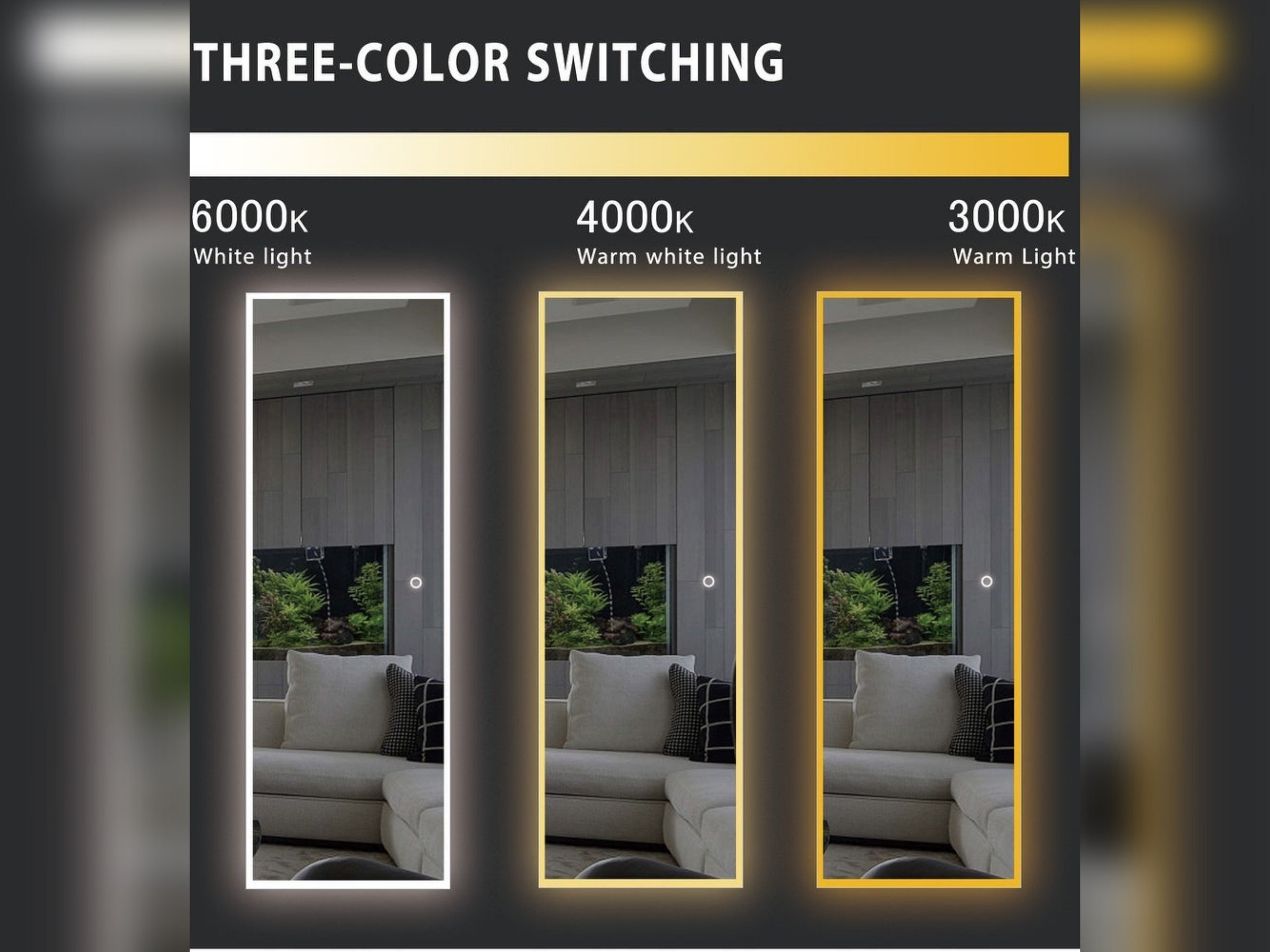 Wandloser Wandspiegel mit Kosmetik-LED-Spiegel Bodenspiegel | Etsy