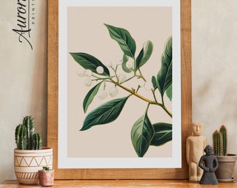 Kerstmaretakprint | Botanische feestdagkunst aan de muur (digitale download)