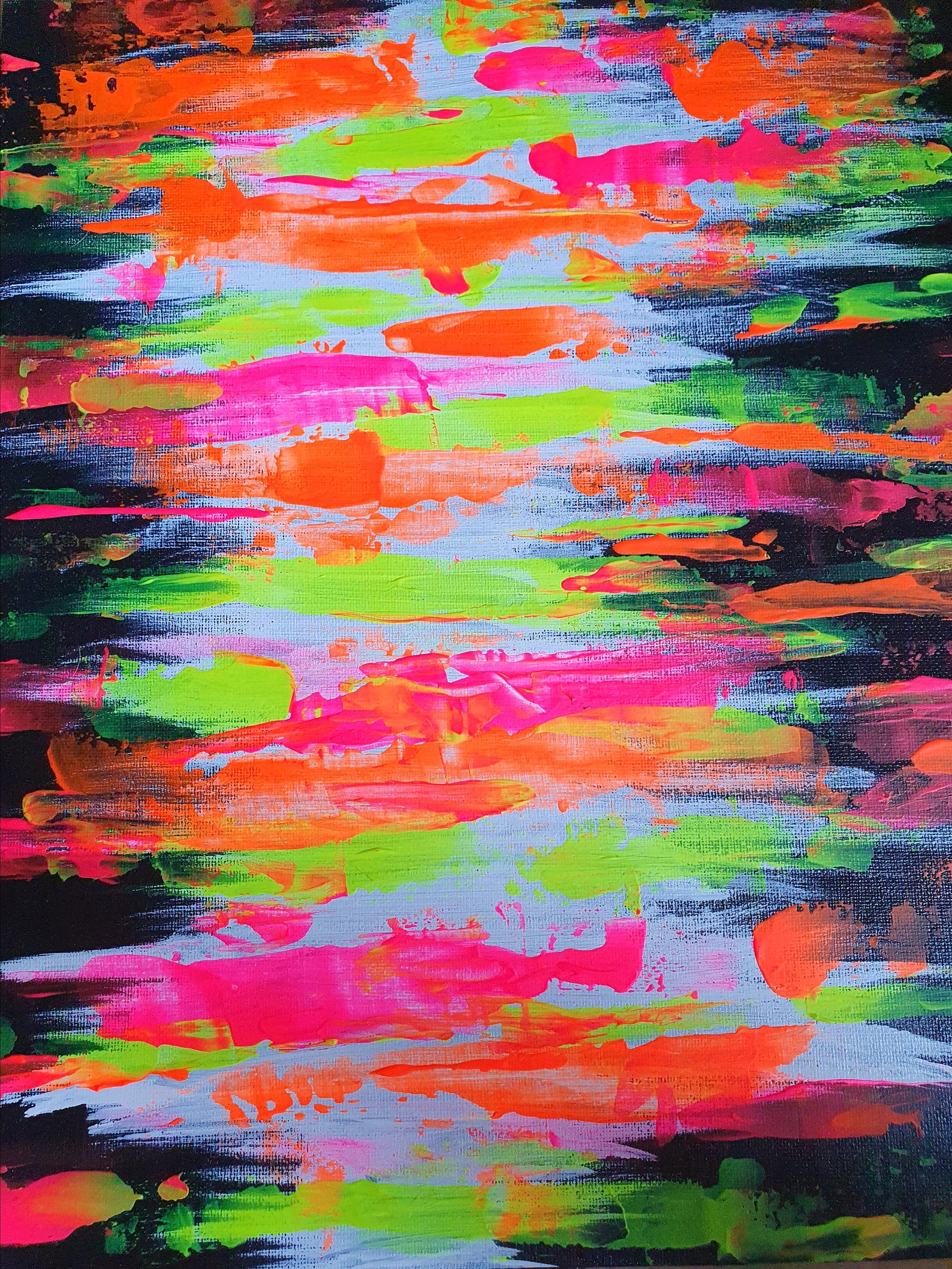 Neon Abstract Painting Neon Wall Art Home Decor Etsy
