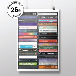 26.º cumpleaños - Música de 1999 - Nacido en 1999 - Regalo personalizado número 26 - Año en el que nació - Tarjeta de cumpleaños número 26